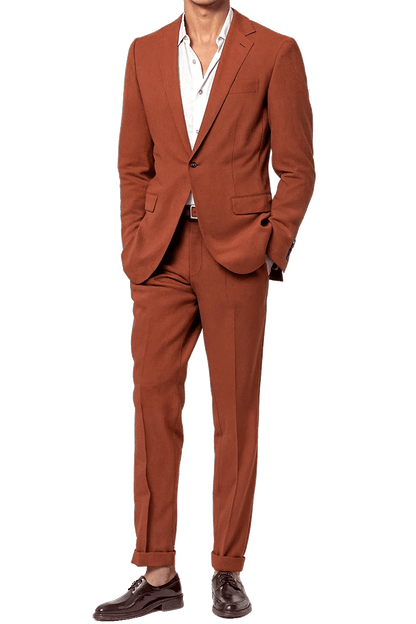 Orange Slim fit 2 piece 1-Button Suit