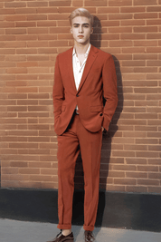 Orange Slim fit 2 piece 1-Button Suit