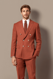 Orange Slim fit 2 piece Double Breasted Suit