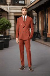 Orange Slim fit 2 piece Double Breasted Suit