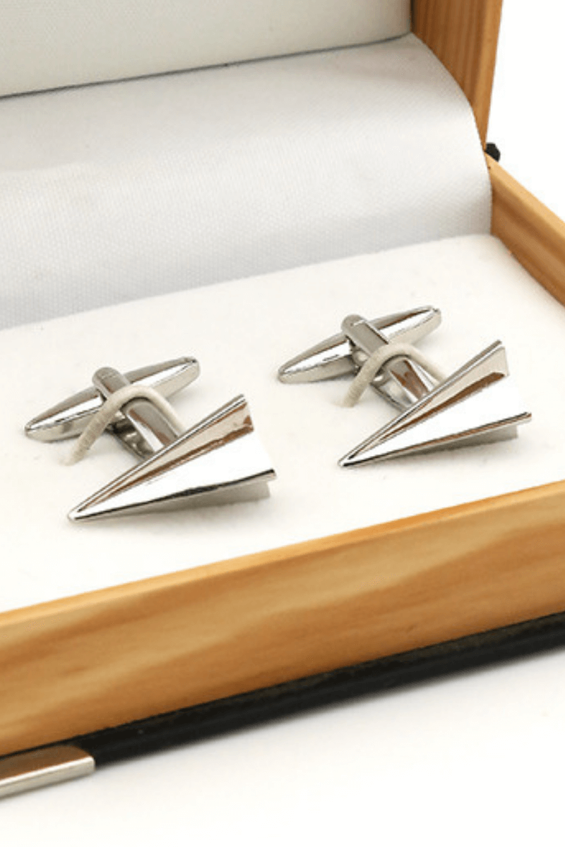 Paper Airplane Cufflinks In Stainless Steel