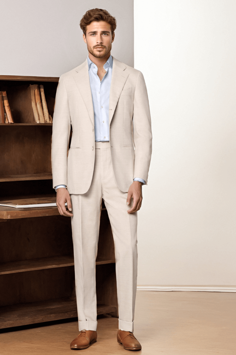 Pink 2-Button Wool Single Breasted Suit