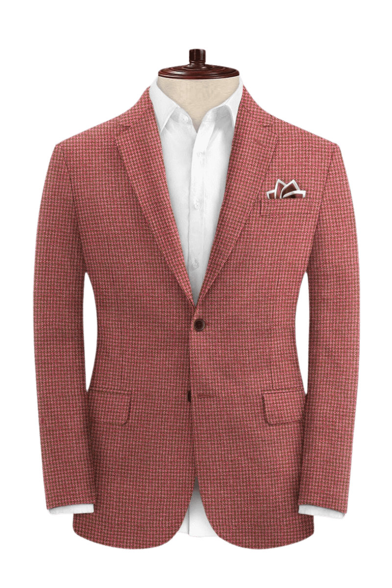 Pink Houndstooth 2-Button Linen Suit