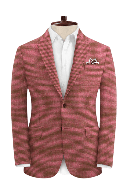 Pink Houndstooth 2-Button Linen Suit