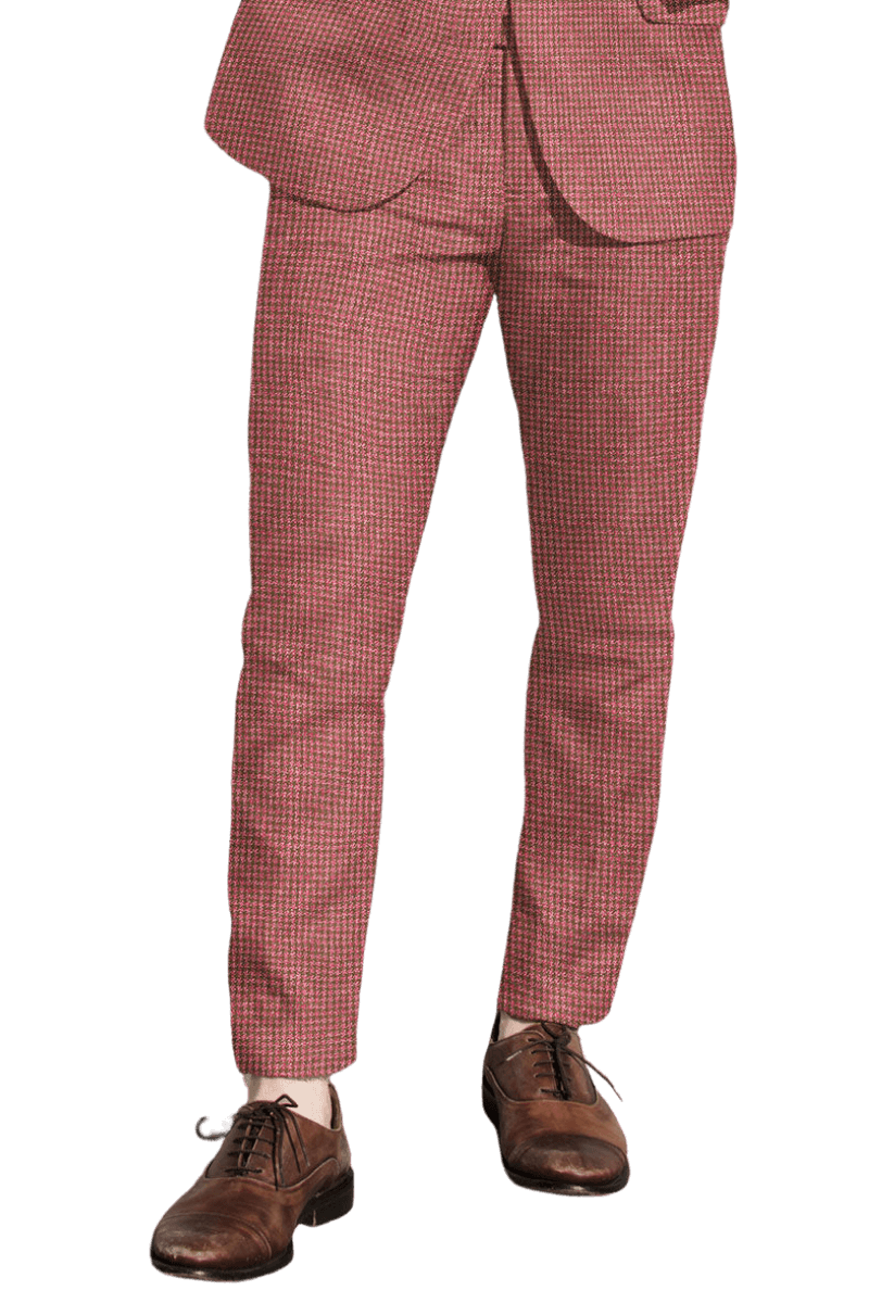 Pink Houndstooth 2-Button Linen Suit