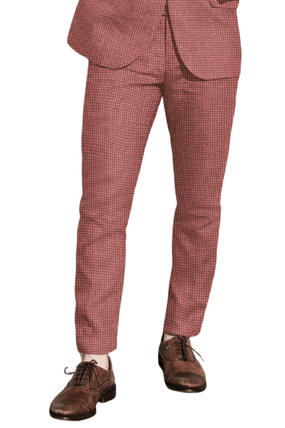 Pink Houndstooth 2-Button Linen Suit