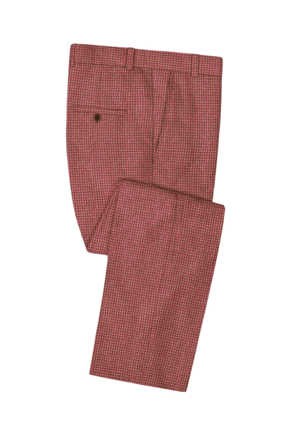 Pink Houndstooth 2-Button Linen Suit