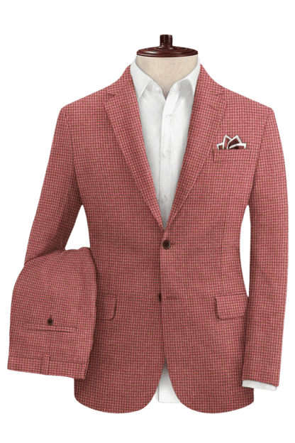 Pink Houndstooth 2-Button Linen Suit