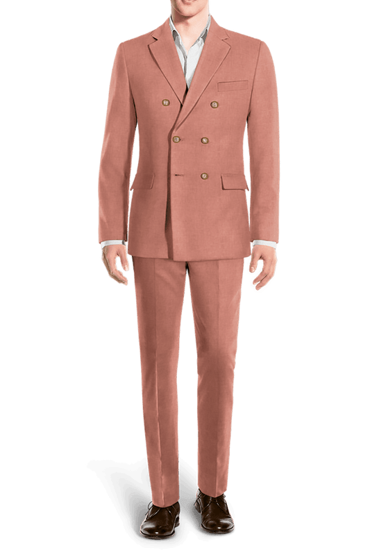 Pink Linen Double Breasted Suit