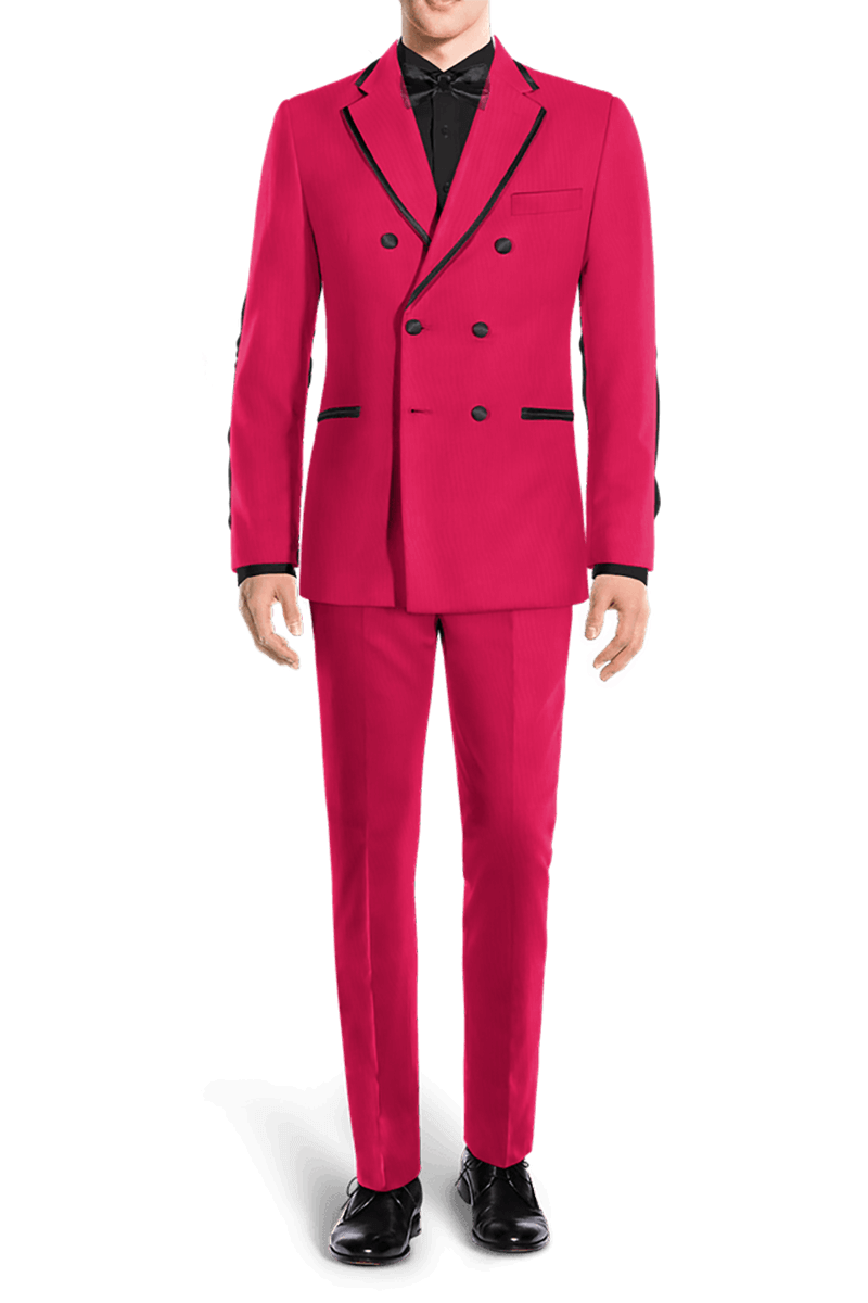 Pink Linen Double Breasted Tuxedo Suit