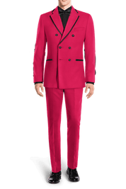 Pink Linen Double Breasted Tuxedo Suit