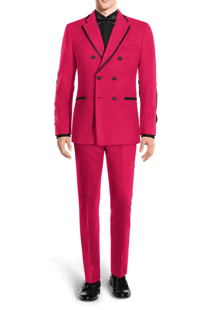 Pink Linen Double Breasted Tuxedo Suit