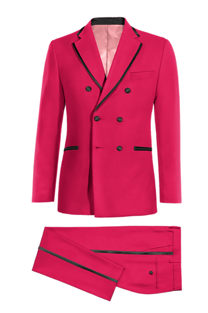 Pink Linen Double Breasted Tuxedo Suit