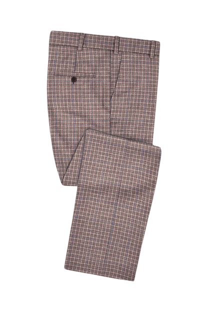 Pink Plaid Wool Lightweight 3-Piece Suit