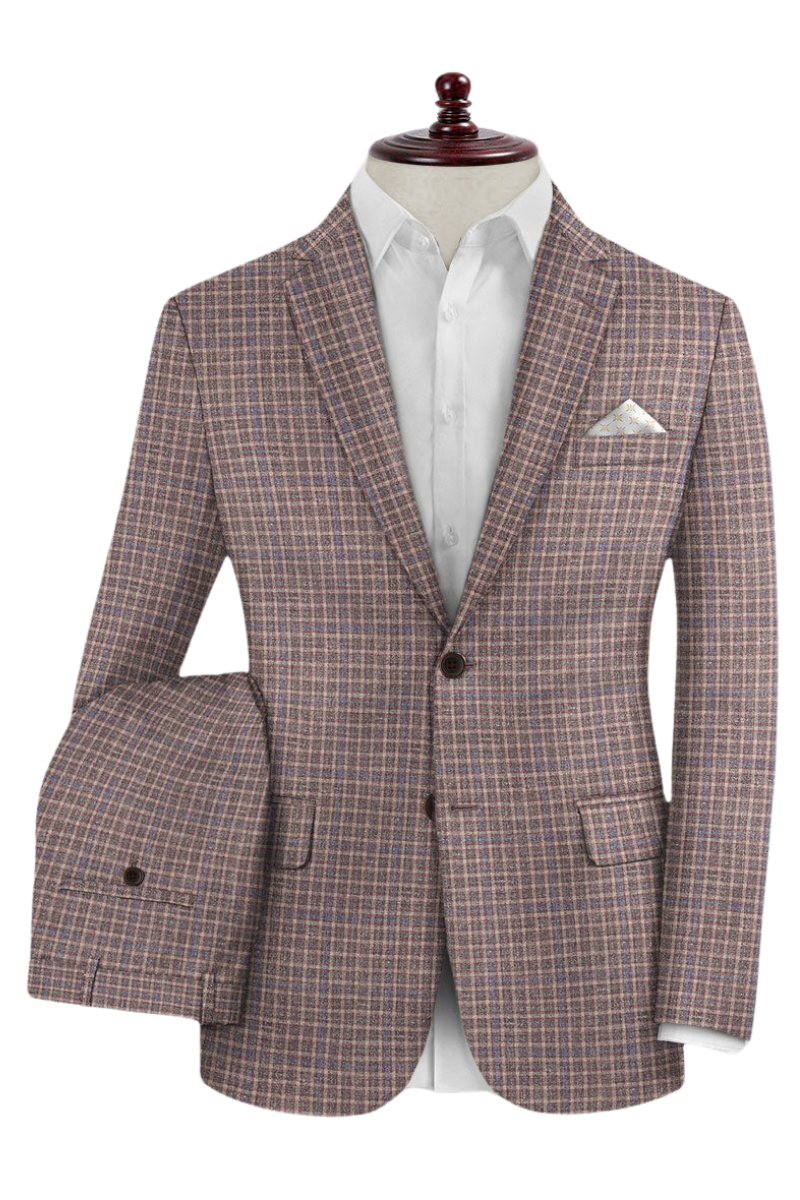 Pink Plaid Wool Lightweight 3-Piece Suit