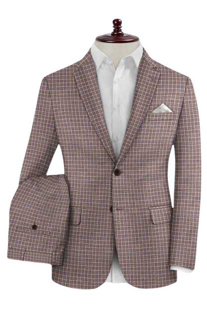 Pink Plaid Wool Lightweight 3-Piece Suit