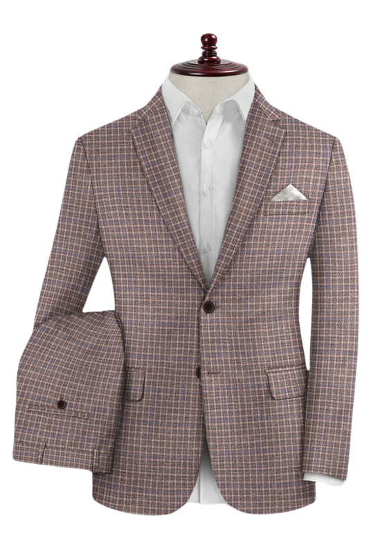 Pink Plaid Wool Lightweight 3-Piece Suit