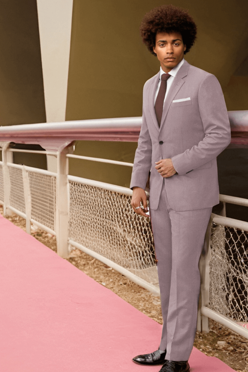 Pink Solid 2-Button Suit