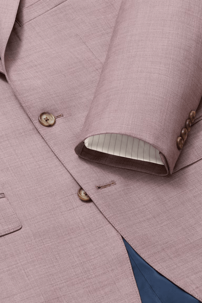 Chaqueta de lana rosa con solapa de muesca y dos botones de botonadura sencilla