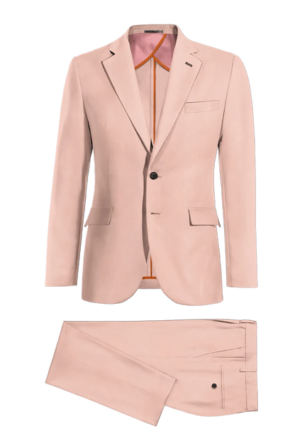 Rosa, schmal geschnittener, zweiteiliger Anzug mit 2 Knöpfen