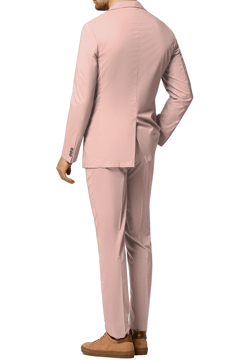 Rosa, schmal geschnittener, zweiteiliger Anzug mit 2 Knöpfen
