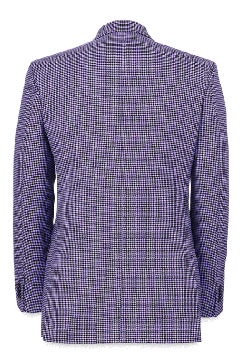 Purple Houndstooth Single Breasted Wool Peak Lapel Jacket