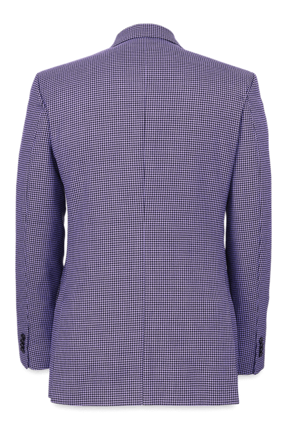 Purple Houndstooth Single Breasted Wool Peak Lapel Jacket