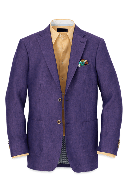 Purple Linen Single Breasted Notch Lapel Jacket