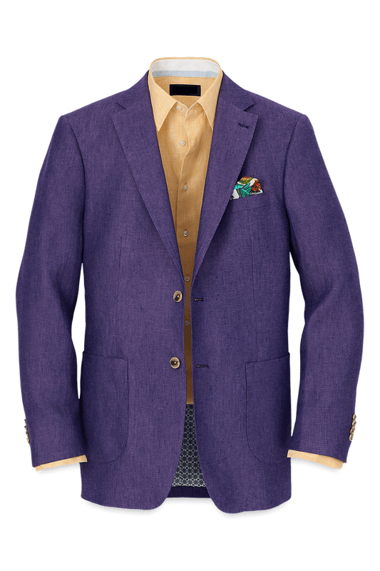 Purple Linen Single Breasted Notch Lapel Jacket