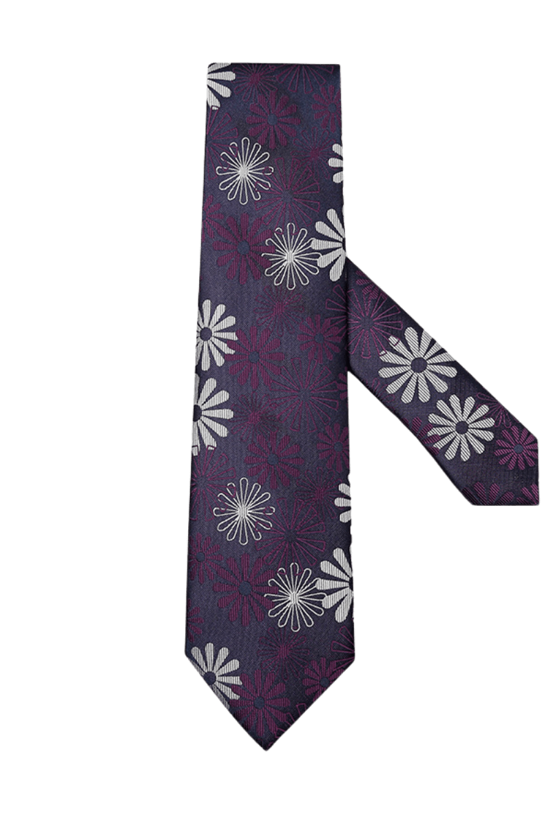 Purple Men's  Handmade Flower Pattern Tie