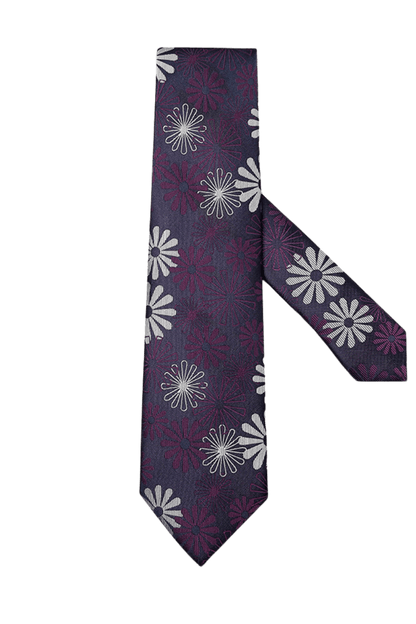 Corbata para hombre hecha a mano con estampado de flores en color morado