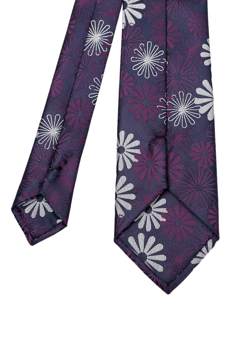 Purple Men's  Handmade Flower Pattern Tie