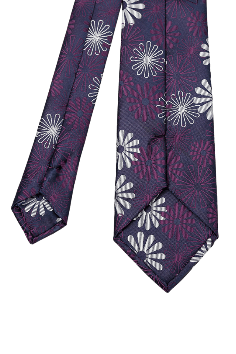Corbata para hombre hecha a mano con estampado de flores en color morado