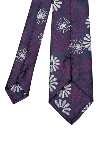 Corbata para hombre hecha a mano con estampado de flores en color morado