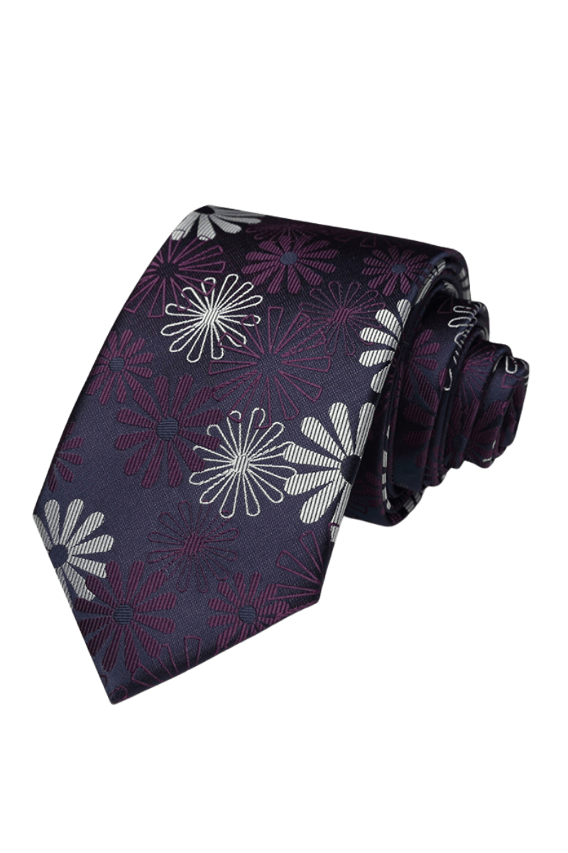 Purple Men's  Handmade Flower Pattern Tie