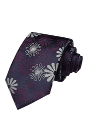 Purple Men's  Handmade Flower Pattern Tie