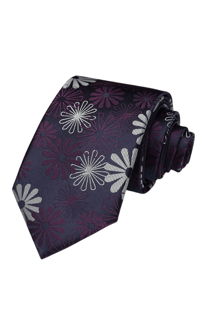 Corbata para hombre hecha a mano con estampado de flores en color morado