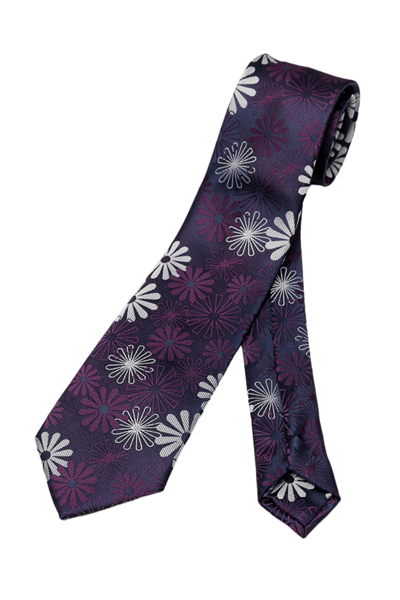 Purple Men's  Handmade Flower Pattern Tie