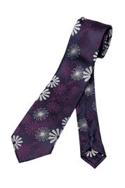 Purple Men's  Handmade Flower Pattern Tie