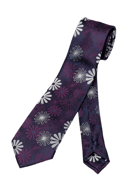 Corbata para hombre hecha a mano con estampado de flores en color morado
