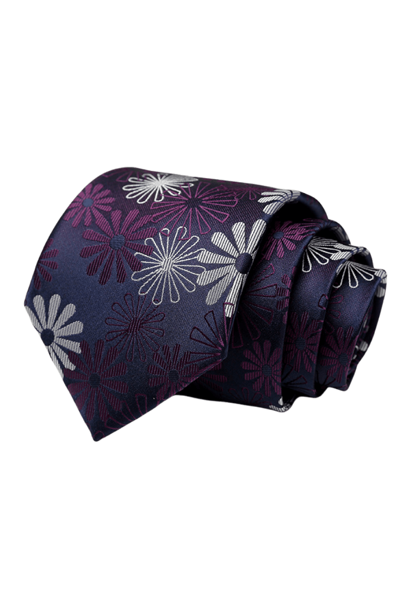 Purple Men's  Handmade Flower Pattern Tie