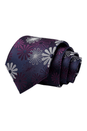 Purple Men's  Handmade Flower Pattern Tie