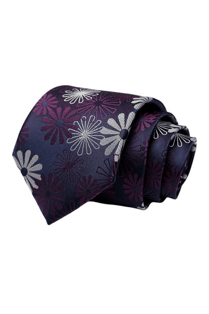 Corbata para hombre hecha a mano con estampado de flores en color morado