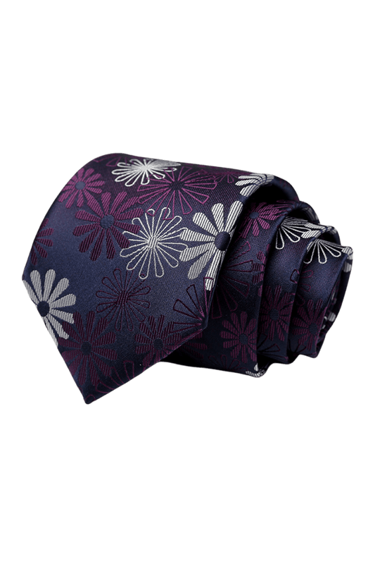 Lila handgefertigte Krawatte mit Blumenmuster für Herren