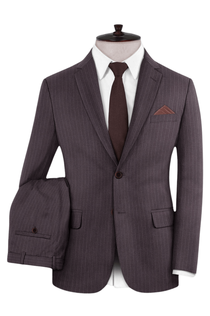 Purple Pinstripe Wool Notch Lapel Suit