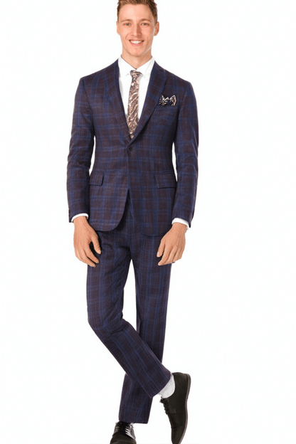 Purple Plaid 2-Button Wool Suit