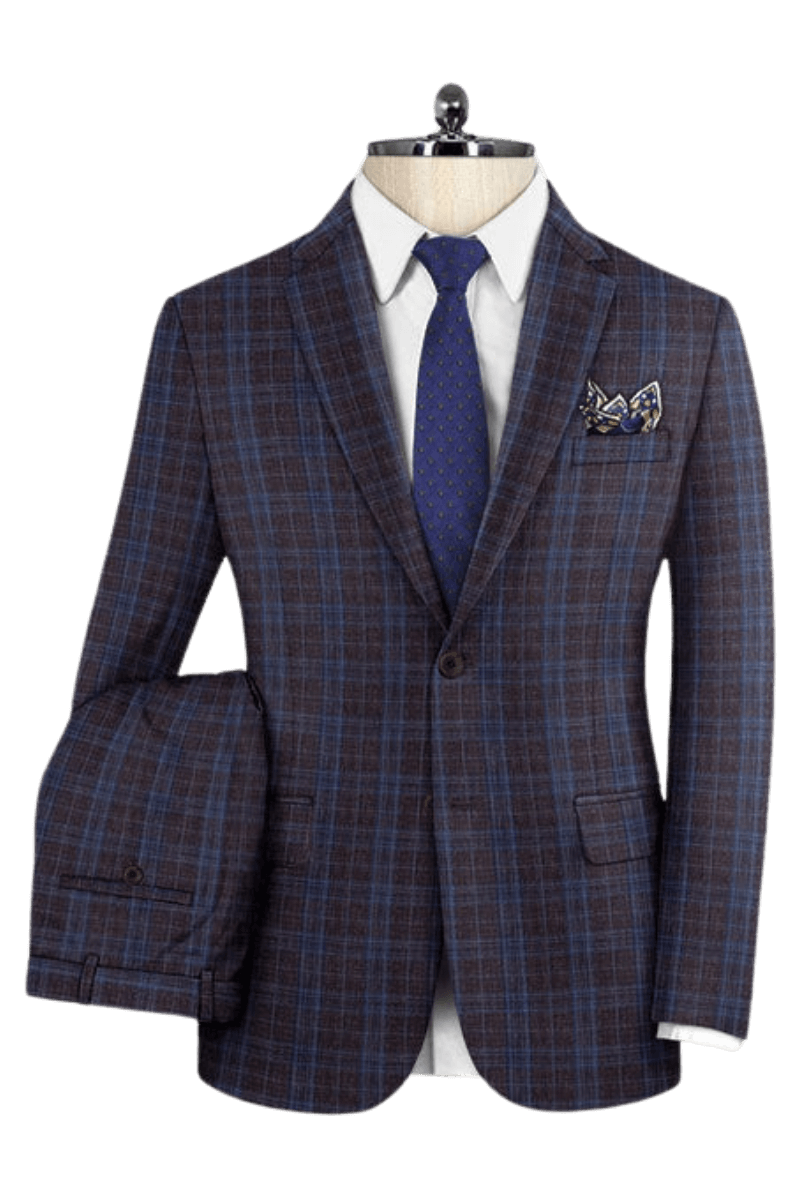 Purple Plaid 2-Button Wool Suit