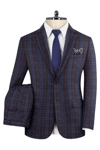 Purple Plaid 2-Button Wool Suit