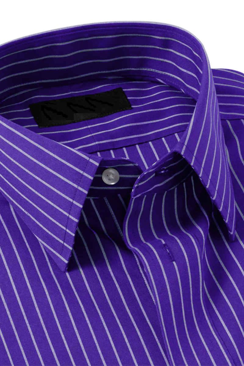 Purple Stretch Non-Iron Stripe Formal Shirt