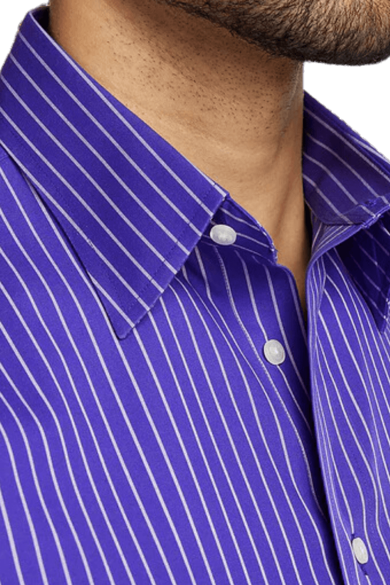 Purple Stretch Non-Iron Stripe Formal Shirt